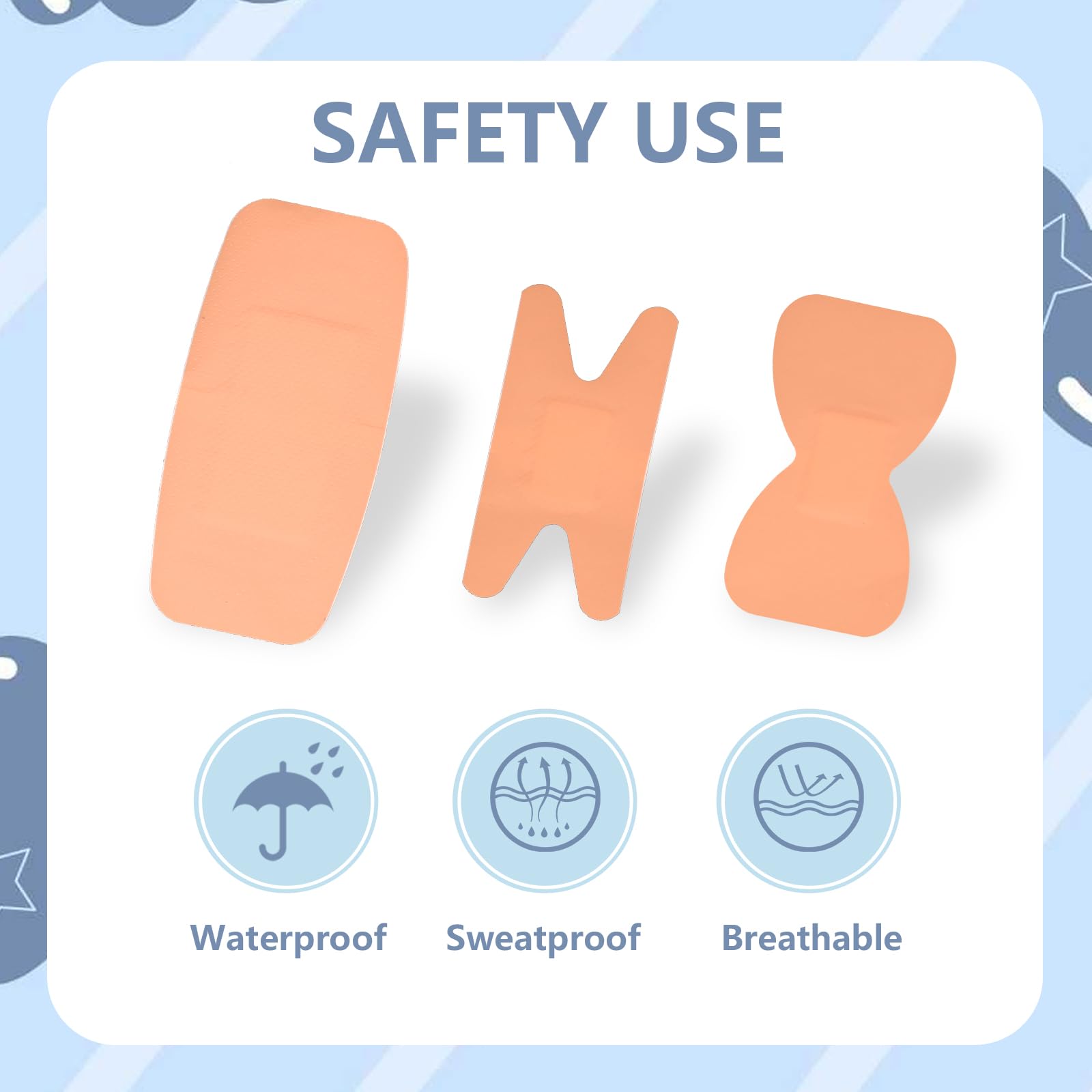 Assorted Bandages Variety Pack 200 Pieces，Fabric Adhesive Bandages Flexible Breathable Bandages for First Aid Supplies，Including Fabric Bandages, Waterproof Bandages,Spot Bandage and Large Bandages