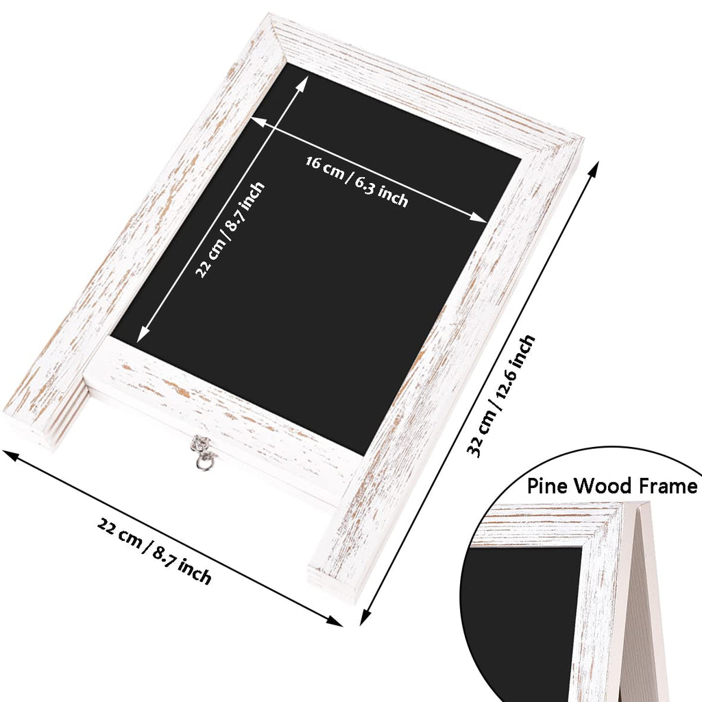 Maribol Rustic Reversible Chalkboard, Countertop Chalkboard Easel, Magnetic A-Frame Small Chalkboard Sign for Food, Restaurants, Business or Weddings and Home Decor (8.6 x 12.6 Inches) A-Frame-WH
