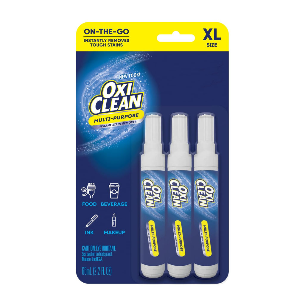 CR Brands OxiClean On The Go Stain Remover Pen for Clothes and Fabric, to Go Instant Stain Removal Stick, 3-Count