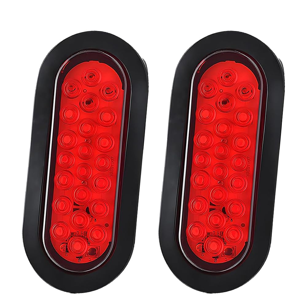 Yanchaofeiauto 6" Oval Red LED Trailer Lights Kit 2PCS 22 LEDS IP68 Waterproof Stop/Turn/Brake Tail Lights Compatible with Truck RV Boat Bus Lorry Camper Van Caravan