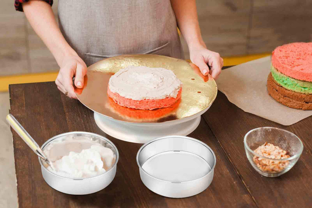TeamFar 6 Inch Cake Pan, Round Smash Cake Pan Tier Baking Pans Set Stainless Steel, Fit in Pot Pressure Cooker Air Fryer, Healthy & Non-Toxic, Mirror Finish & Sturdy, Oven & Dishwasher Safe - Set of 3