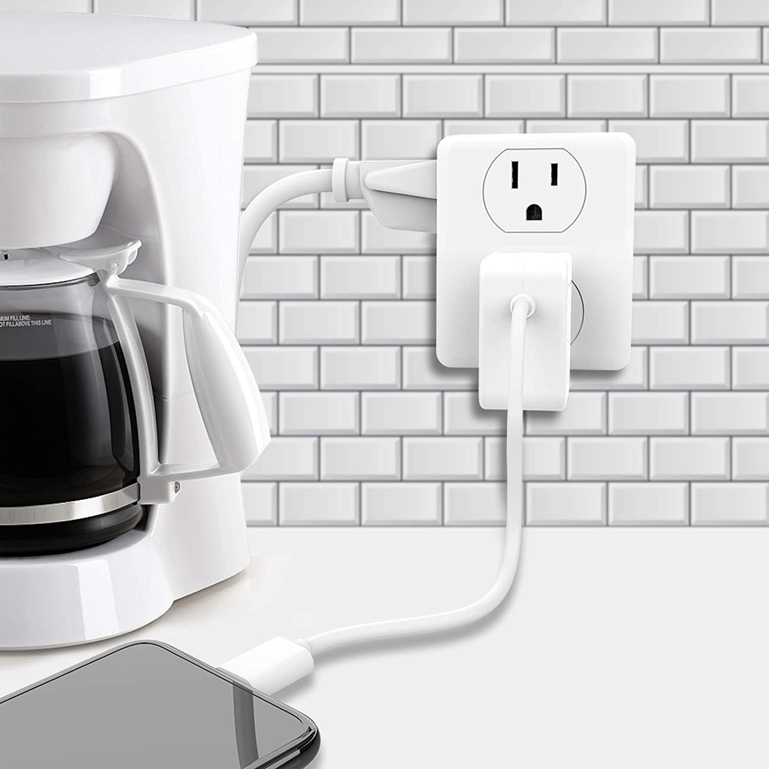 6 Outlet Extender, HITRENDS Multi Plug Outlet Extender, 2 Pack 3-Prong Wall Plug Multiple Outlet Splitter for Cruise Ship Home Office Dorm Room Essential
