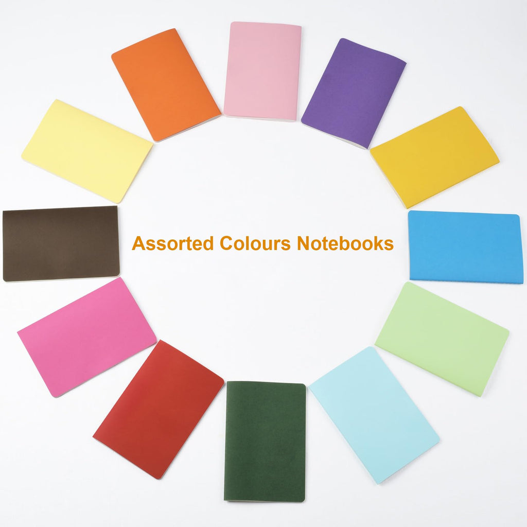 ZCZN 24 Pack Colorful Blank Notebooks Bulk, A5 Journals with 12 Colors, 60 Pages/30 Sheets, 8.3x5.5 Inch, Plain Paper, Travel Writing Journal Notebooks for Work & School
