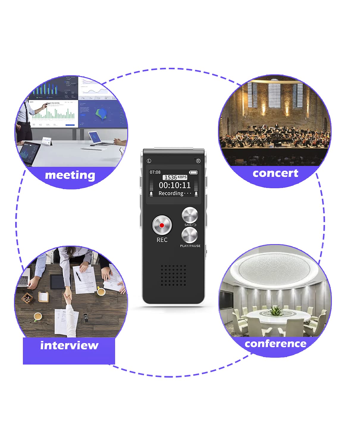 16GB Digital Voice Activated Recorder Sound Audio Recorder Dictaphone for Lectures Meetings by Sunlan