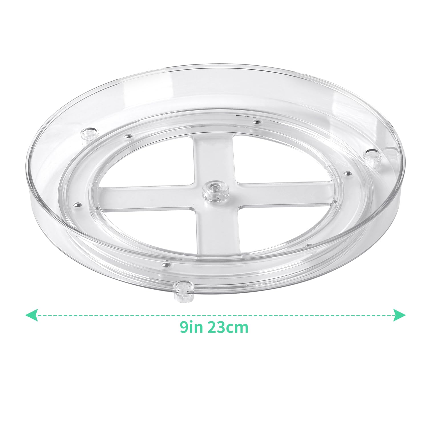3 Pack Clear Lazy Susan Turntable Cabinet Organizer, 9 Inch Rotating Plastic Storage Tray for Cabinets, Countertops, Table, Fridge Pantry
