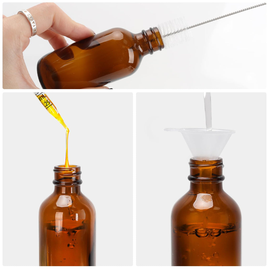 24 Pack 2 oz Glass Dropper Bottles with Measured Dropper - 60 ml Dark Amber Tincture Bottles for Essential Oils, Perfumes, Aromatherapy, Chemistry Lab Chemicals