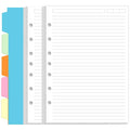 7-Hole Lined Paper Refills for Mini Binder - 100 Sheets/200 Pages 7 Ring Loose Leaf Lined Paper with 5 Colorful Tab Dividers, 5.8" x 8.5"