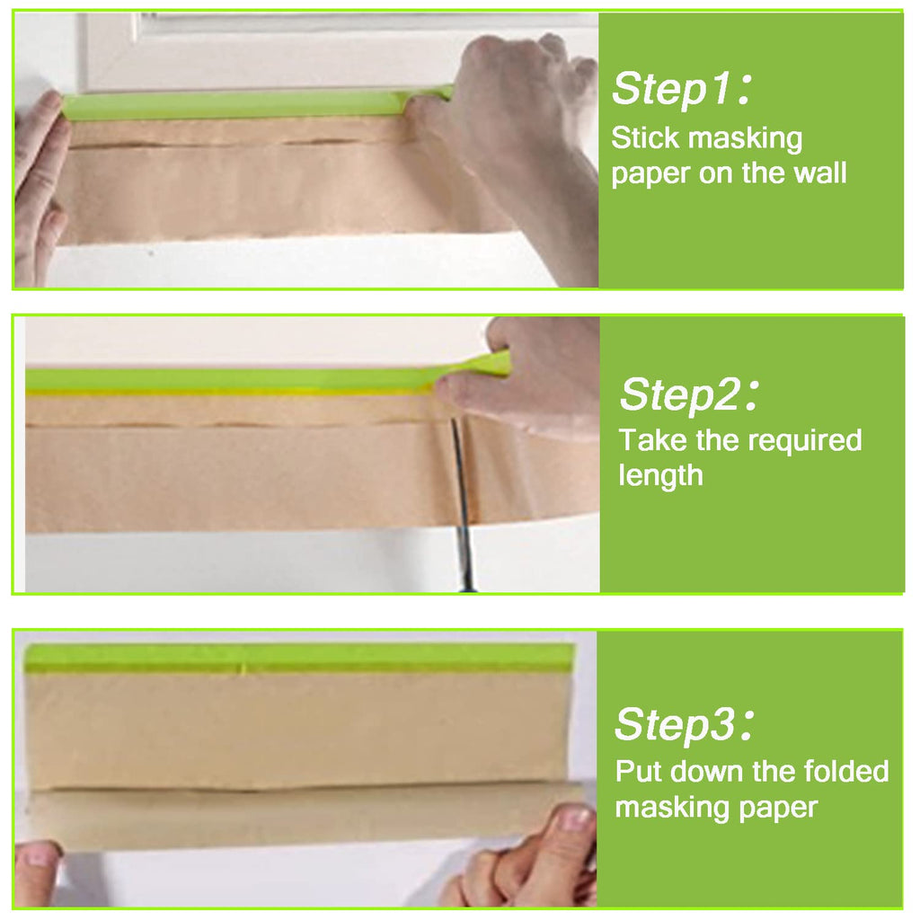 Pre-Taped Masking Paper for Painting-18 inch x 50 feet Tape and Drape for Painting, Painters Paper for Automotive Paint Masking, Floor Protection,Wall Covering
