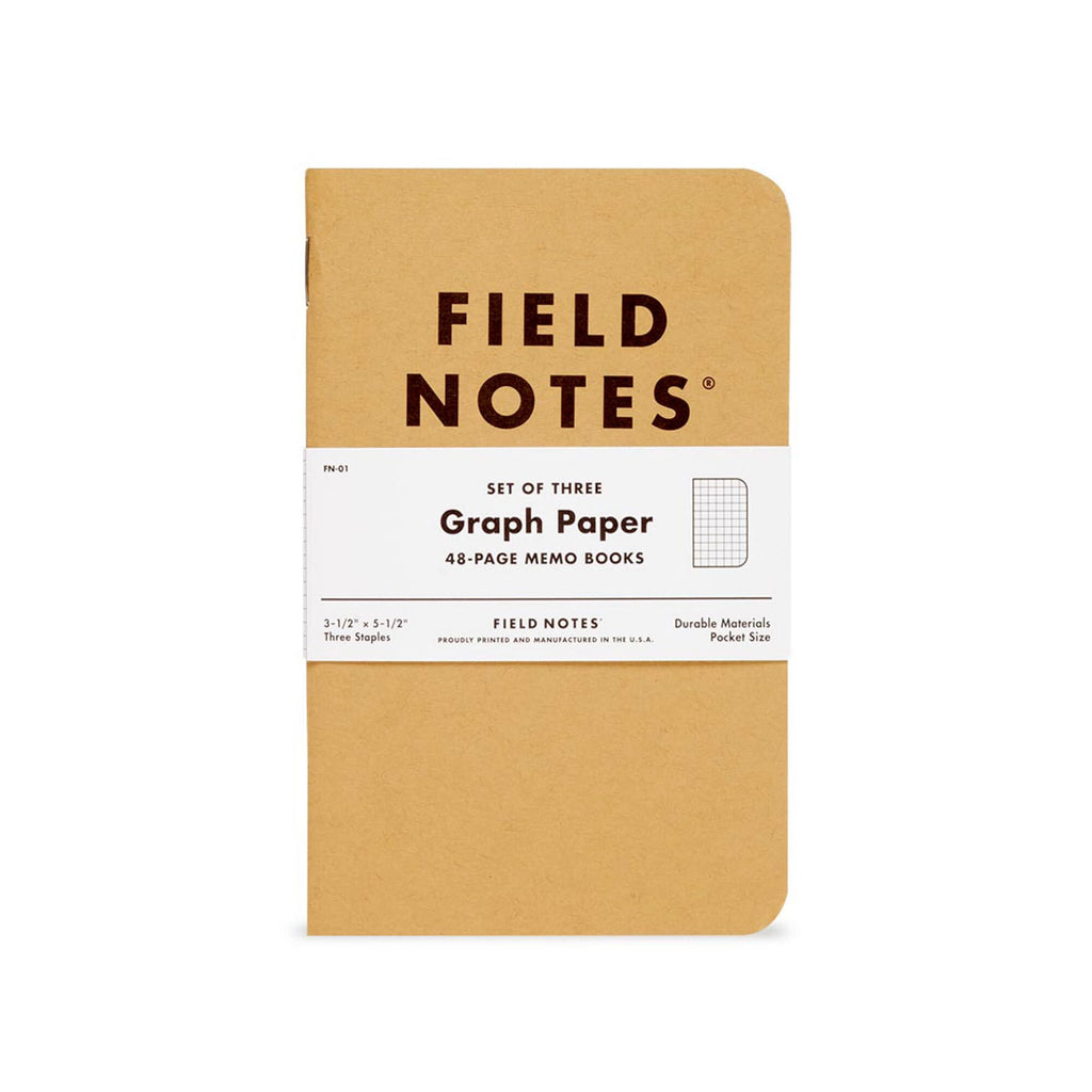Field Notes: Original Kraft 3-Pack - Graph Paper Memo Books - Grid Paper 48 Page Pocket Notebooks - 3.5" x 5.5"
