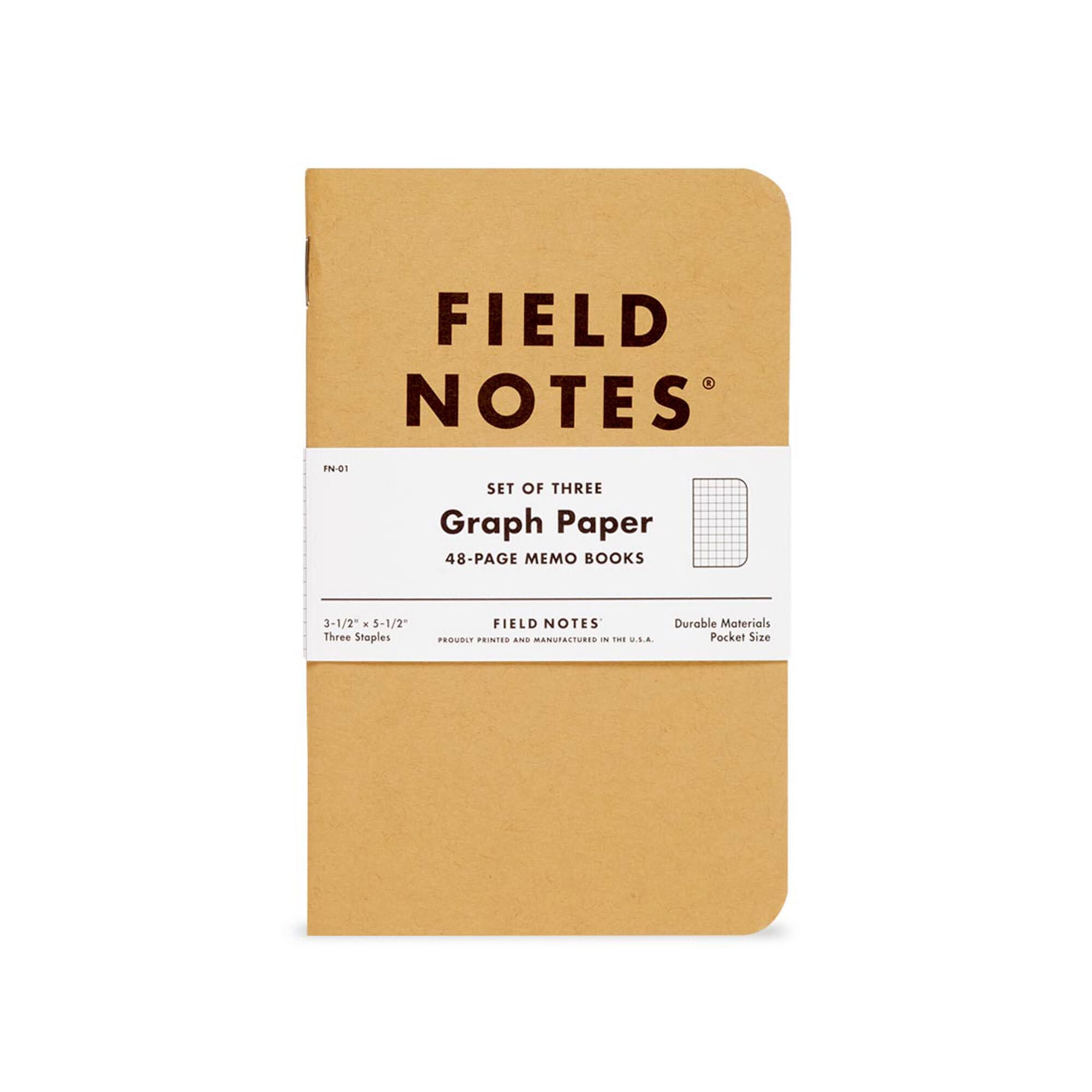 Field Notes: Original Kraft 3-Pack - Graph Paper Memo Books - Grid Paper 48 Page Pocket Notebooks - 3.5" x 5.5"