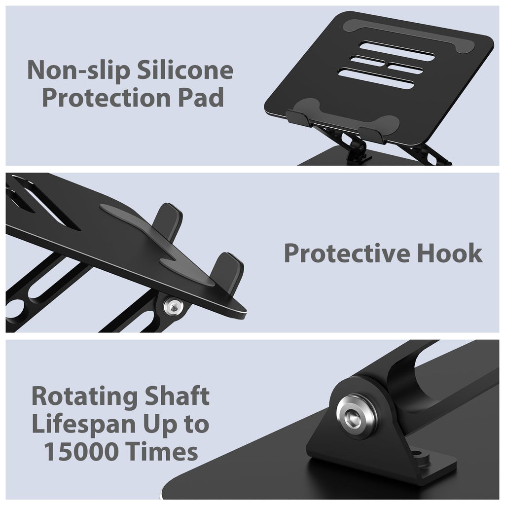 Gogoonike Adjustable Laptop Stand for Desk, Metal Foldable Laptop Riser, Portable Laptop Holder, Ventilated Cooling Computer Notebook Stand Compatible with 10-15.6” Laptops