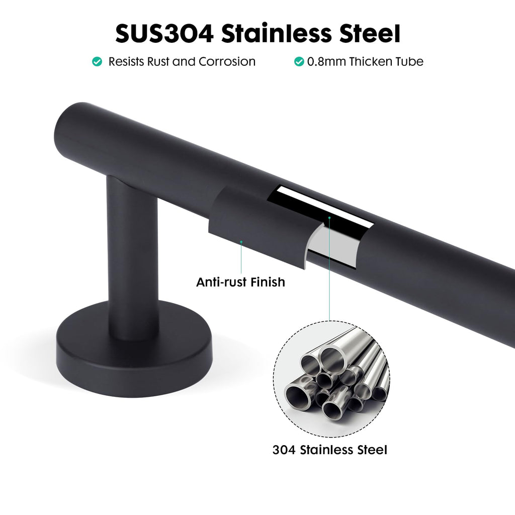 Modern 24 inch Towel Bar Matte Black,Stainless Steel Towel Racks for Bathroom Wall Mounted,Bathroom Towel Holder Black,Towel Rod