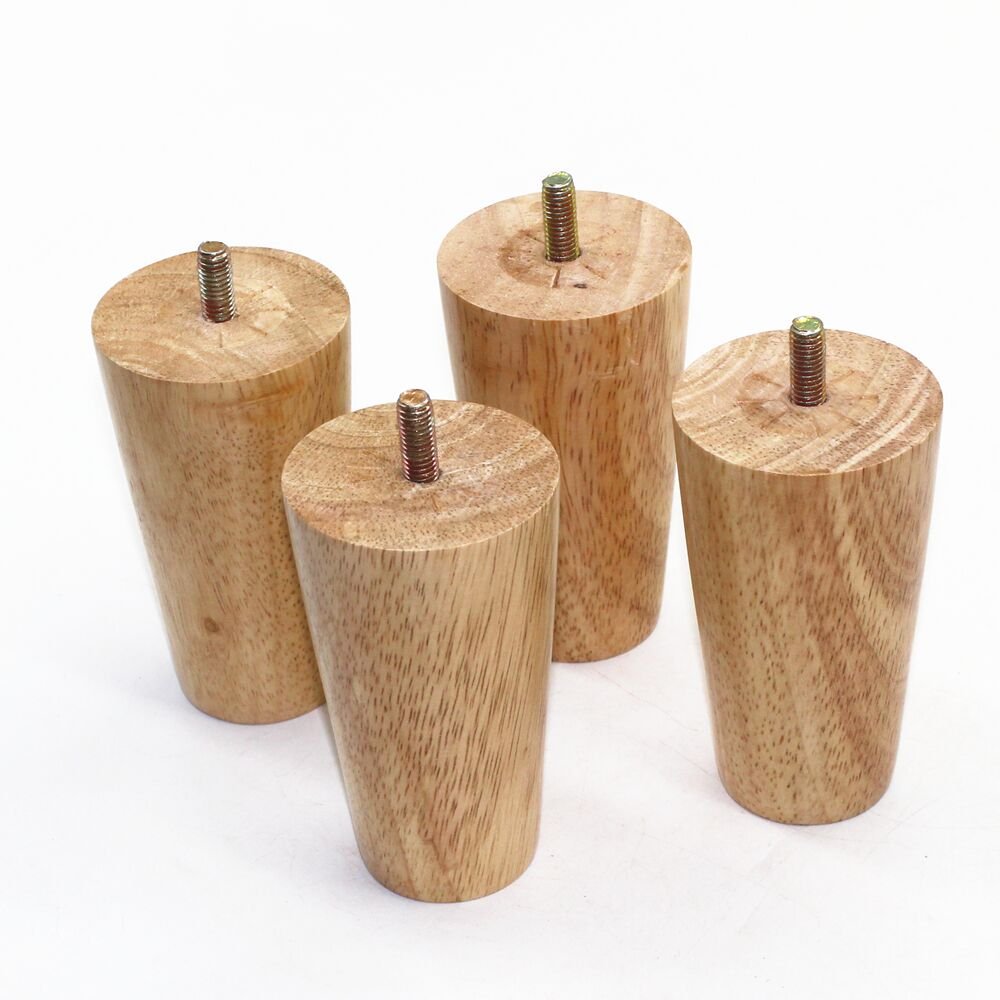 WEICHUAN Round Solid Wood Replacement Sofa Couch Chair Ottoman Loveseat Coffee Table Cabinet Furniture Wood Legs(Set of 4)