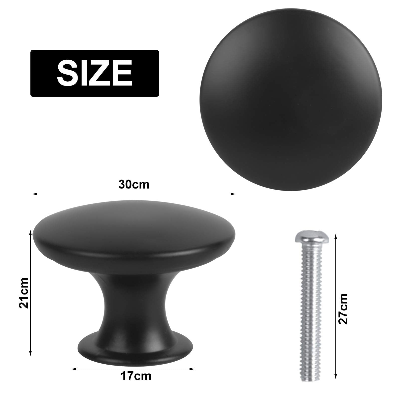 AvoDovA 20Pcs Black Kitchen Cabinet Knobs, Round Drawer Knobs Dresser Knobs Mushroom Door Handles Pulls Knobs Cupboard Drawer Pull Handles with Screws for Cabinet Drawer Kitchen Bathroom