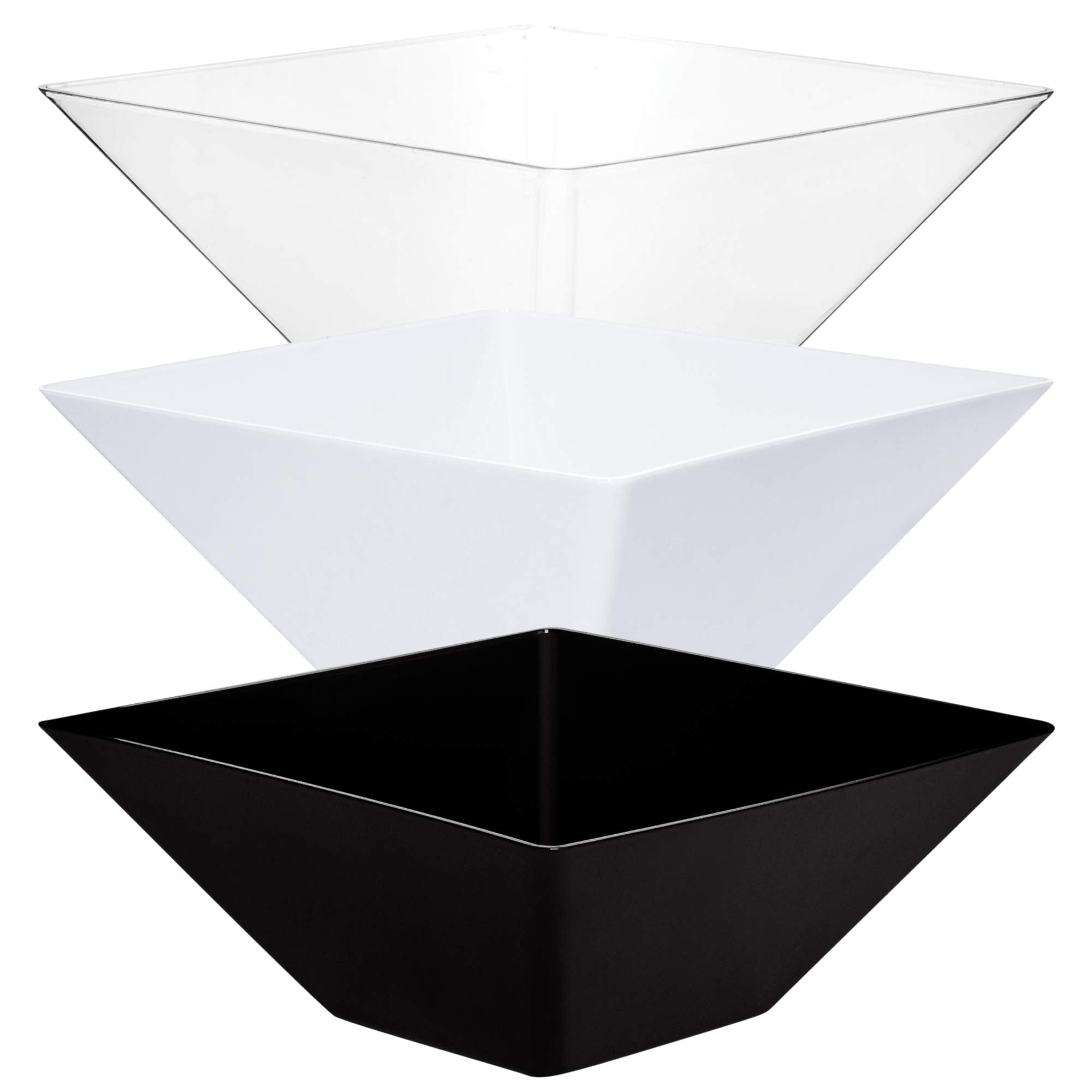 PLASTICPRO Disposable Square Plastic Medium White Serving Bowls Extra Heavy Duty for Party's Snack or Salad Bowl, Elegant Pack of 4