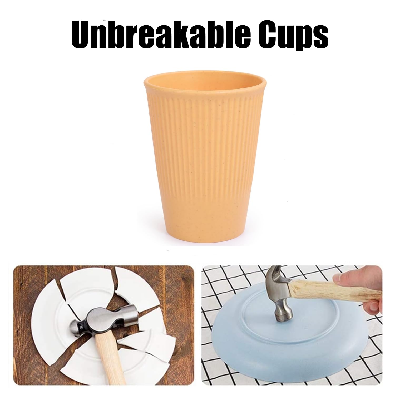 WANBY Wheat Straw Cup Unbreakable and Reusable Drinking Cups Eco-Friendly Healthy Tumbler Set for Milk Juice and Water Dishwasher Safe (8 Pcs 12 Oz)