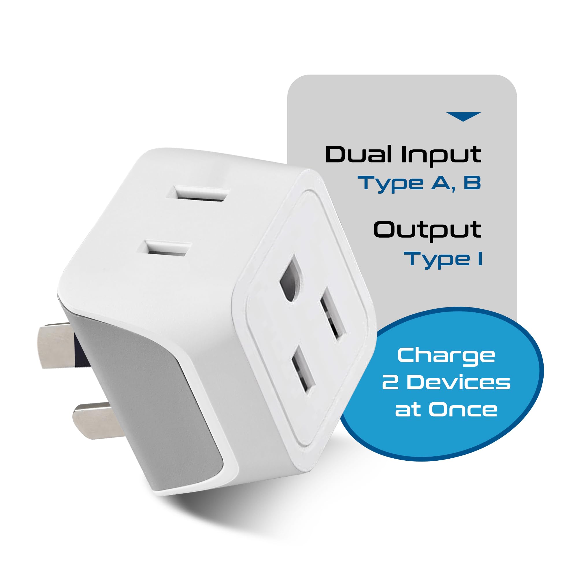 Ceptics Canada to Australia, China Travel Adapter (Type I) - Dual Input - Ultra Compact - Charge your Cell Phone, Laptops, Tablets (CT-16, 3 Pack)