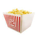 Novelty Place Plastic Popcorn Bowl, Red & White Striped Classic Popcorn Containers for Movie Night - 9.25" Square x 5.9" Deep (1 Pack)