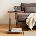 Premium Adjustable C-Shaped TV Tray Sofa Side Table with Wheels – Couch Tray for Snacks, Food, TV, Bed, Bathroom, or Study Use (Brown)