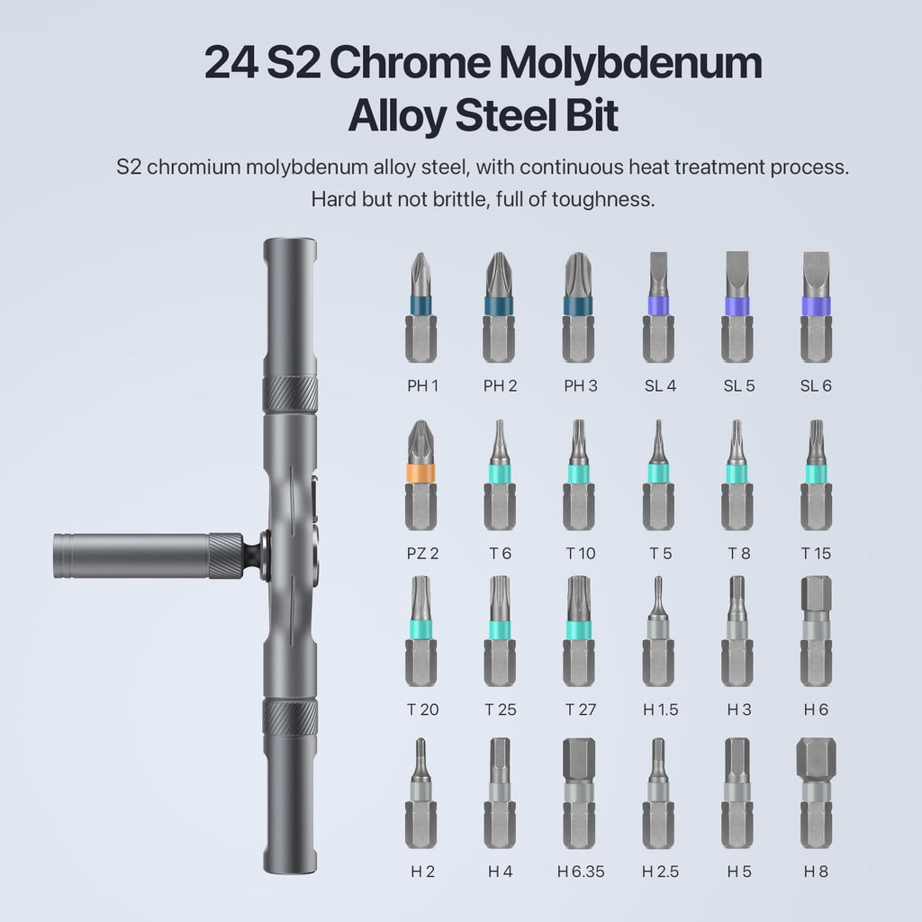 24 in 1 Magnetic Screwdriver Set, DIY Ratchet Mini Screwdriver Set, Removable self-Assembly Precision Screwdriver kit, Magnetic DIY Precision Tool kit for PC Mobile Watch Bicycle