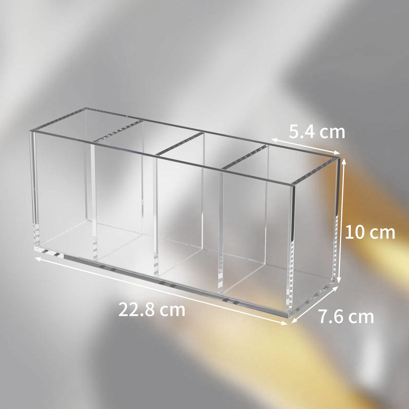 NIUBEE Acrylic Pen Holder 4 Compartments Clear Pencil Organizer for Countertop, Desk, Accessories Storage