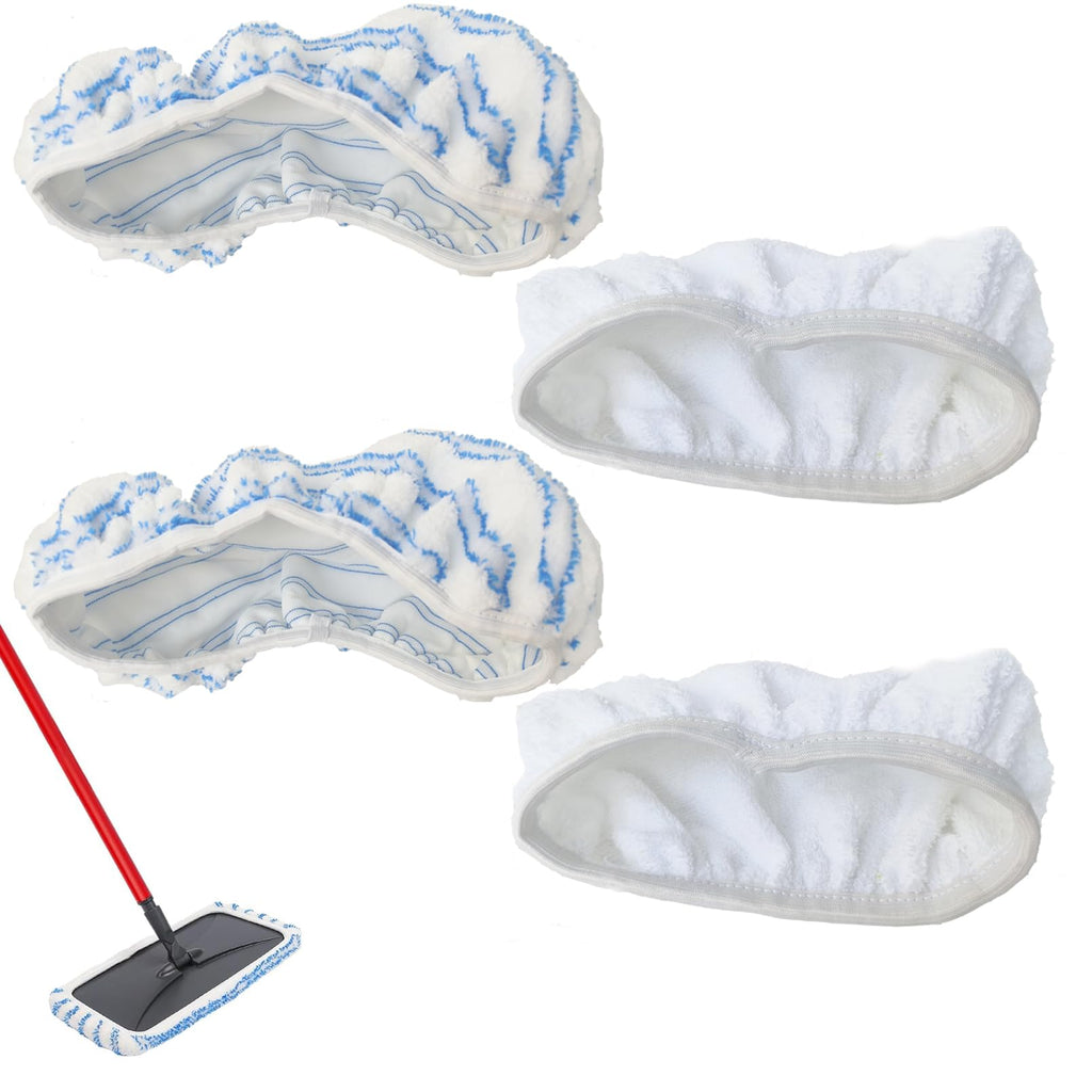 WVYNUYQP Reusable Cotton & Microfiber Mop Pads Compatible with O Cedar Mop, Mop Head Replacement Pads for Dry & Wet Use, Washable Flat Dust Mop Refills for Hardwood Floor Cleaning, 4 Pack