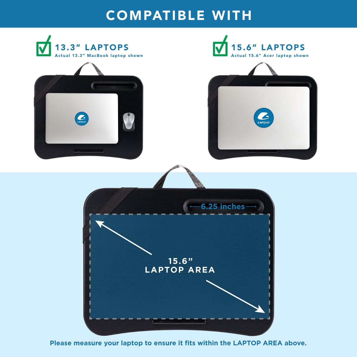 LAPGEAR Designer Lap Desk with Phone Holder and Device Ledge - Buffalo Check - Fits up to 15.6 Inch Laptops - Style No. 45428