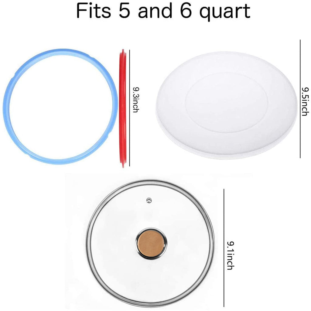 Tempered Glass Lid & Silicone Cover for Instant Pot 6 Quart - Set of 4 Accessories