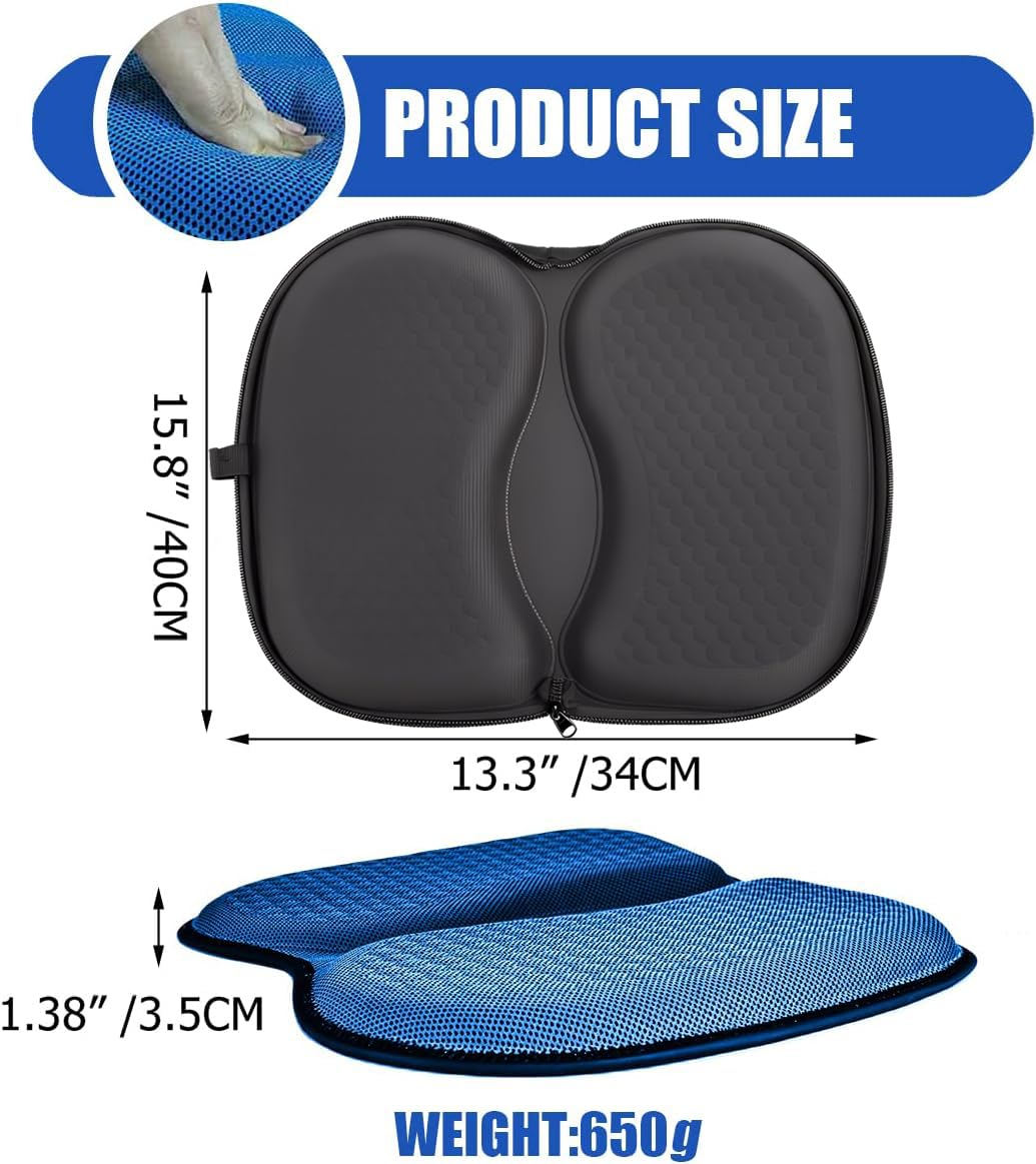 Foldable Honeycomb Seat Cushion with Zipper & Handle, Portable Gel Seat Cushion with Ventilative Cover & Anti-Skid Bottom, Portable Butt Pillow for Chairs 15.8x13.3x1.4 Inches (Black)