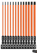 Saipor 13-Piece 6 inch /150 mm Long Torx Bit Set for Impact Driver, S2 Steel Star Bit Set (T5-T40), 1/4'' Hex-Shank Magnetic Torx Screwdriver Bit, Torx Head Drill Bit Set with CNC Machined Tips