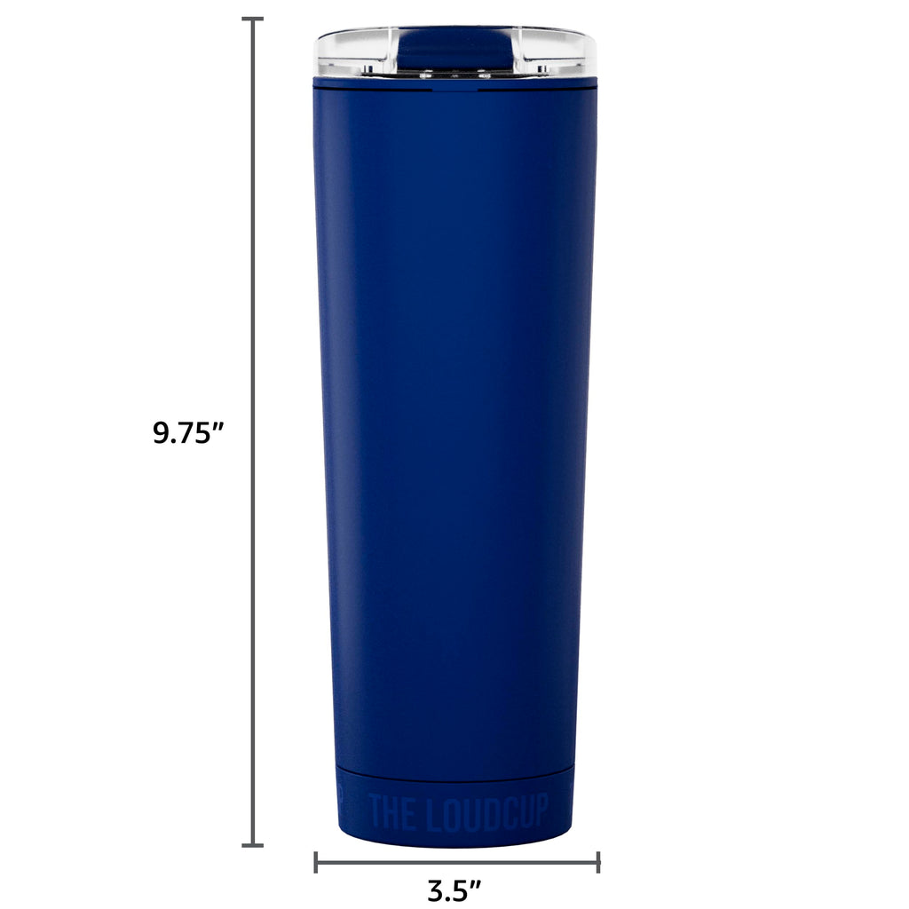 The LoudCup Blow Horn Tumbler, 2-in-1 Cheer & Sip Reusable Water Bottle with Built-In Horn for Sports Games, Tailgates & Parties, BPA-Free, 23 oz, Classic Navy
