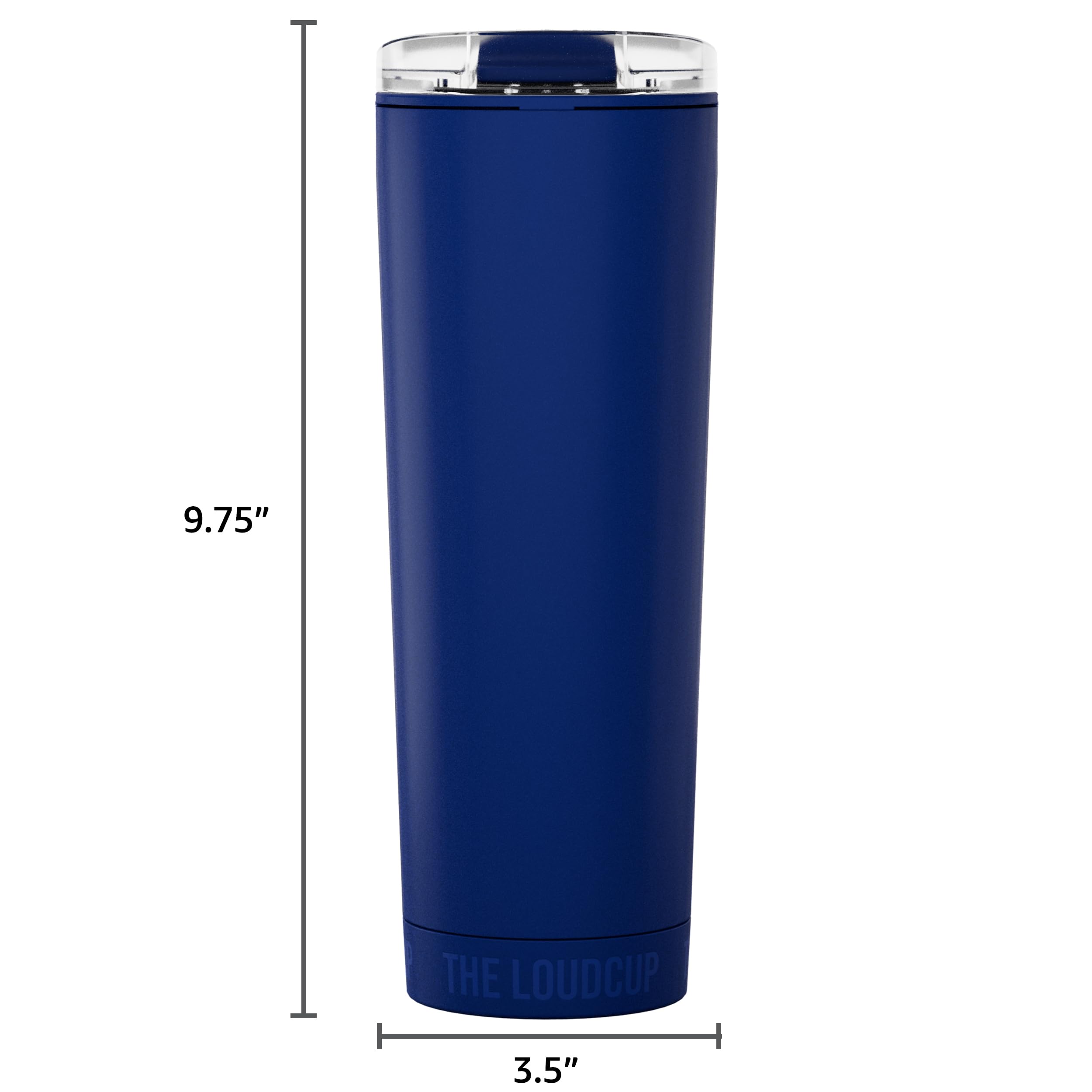 The LoudCup Blow Horn Tumbler, 2-in-1 Cheer & Sip Reusable Water Bottle with Built-In Horn for Sports Games, Tailgates & Parties, BPA-Free, 23 oz, Classic Navy