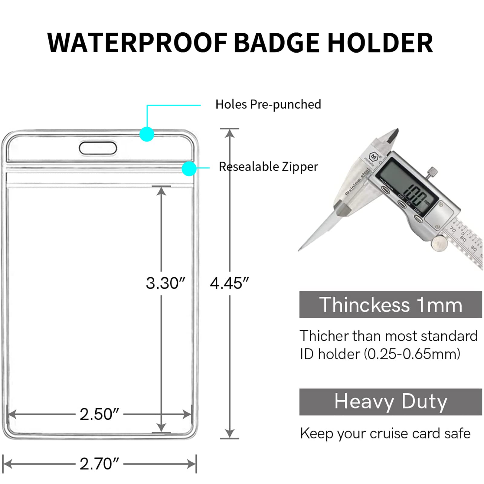 Retractable Waterproof Lanyard with ID Badge Reel Holder & Detachable Buckle for Ships Key Cards, Cruise Essentials & Must Have Accessories (4 Colors)