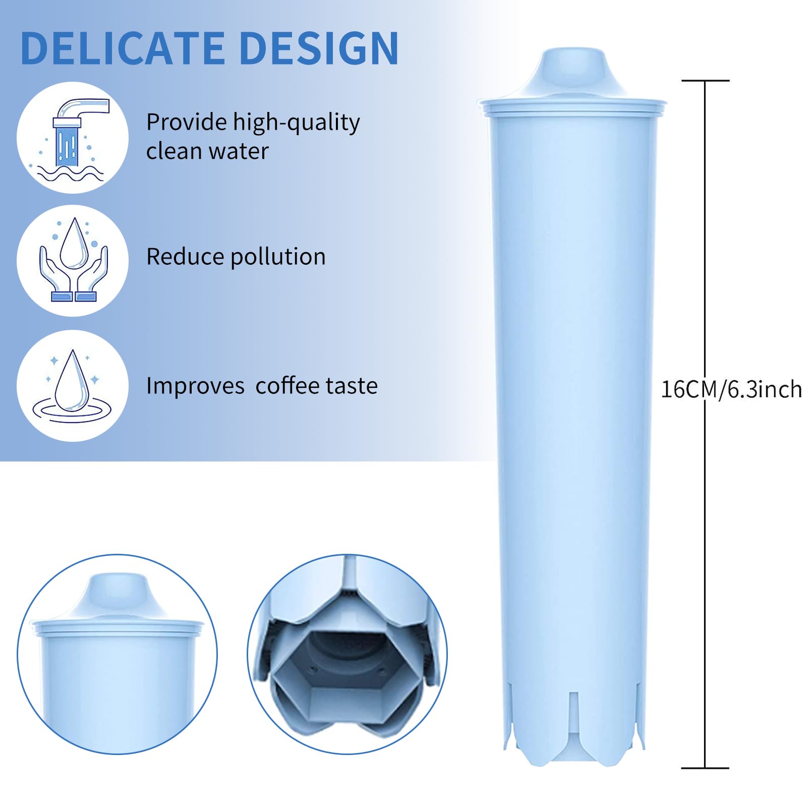 Bewafia Blue Filter Replacement for Jura Claris Blue Capresso Clearyl Coffee Machine Water Filter,4 Pack