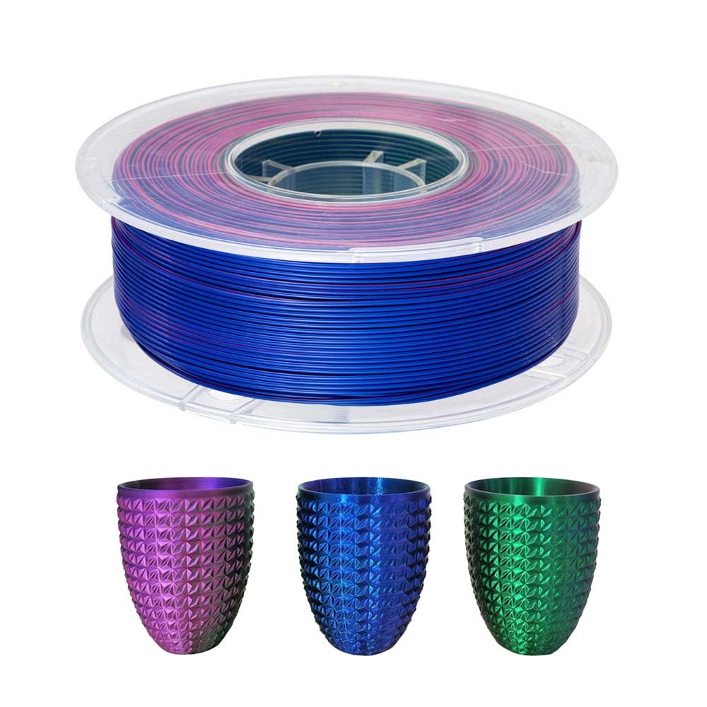 CC3D Silk Tri Color Filament Red/Blue/Green Triple Colour PLA 1.75mm 1KG 3D Printer Filament Coextrusion Metallic Tricolor 3 Tri Colour Silk PLA Red Blue Green