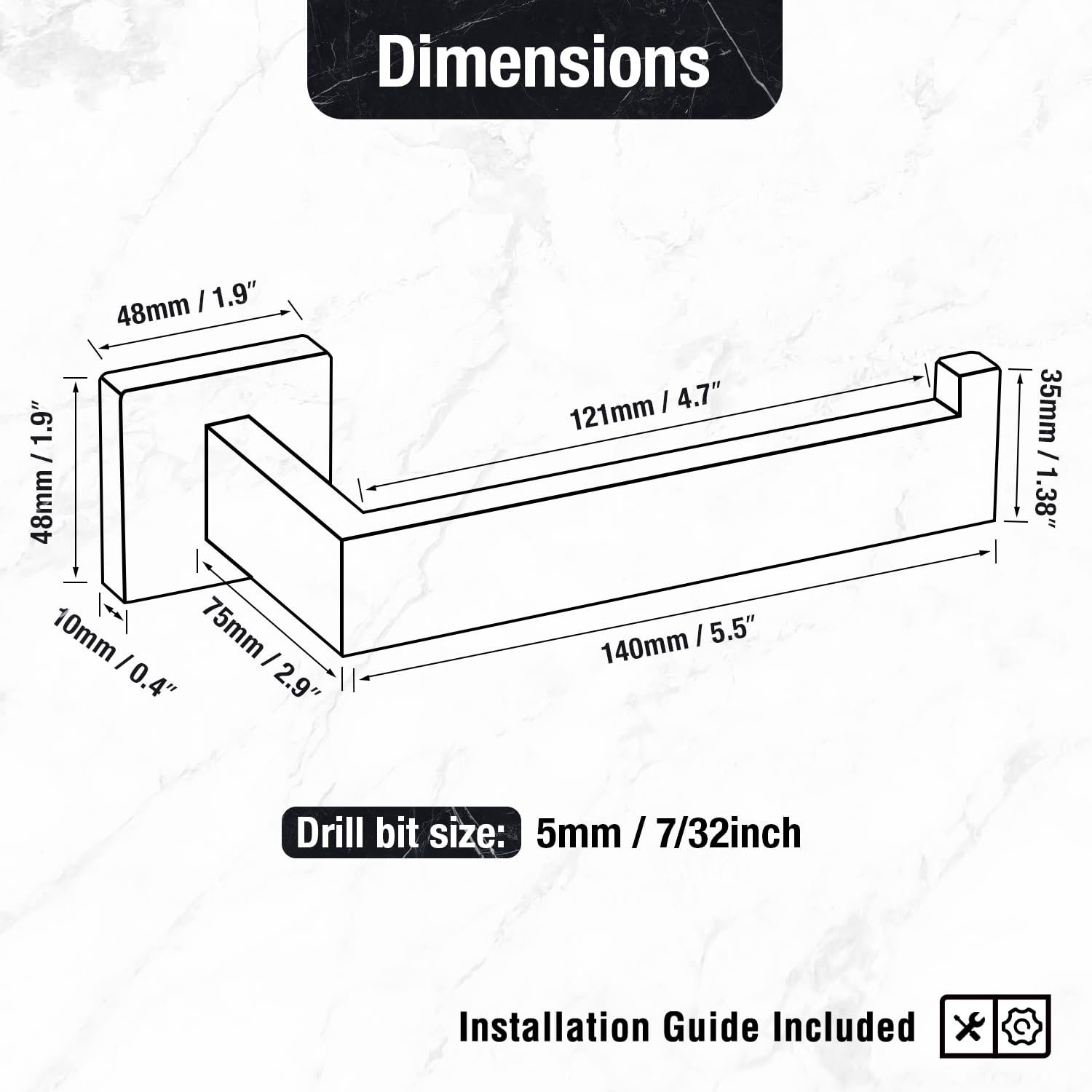 HITSLAM Toilet Paper Roll Holder Wall Mounted Matte Black Toilet Paper Holder for Bathroom Tissue SUS 304 Stainless Steel Rustproof Waterproof Rotateproof Square Style 2 Pack