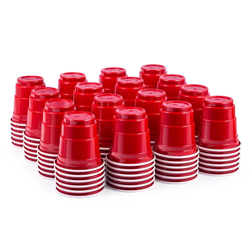 100ct 2oz Shot Glasses Disposable, Cute Red Mini Plastic Cups, Small Size Perfect for Party Games, Jello Shots, Jager Bomb, Tasting, Samples