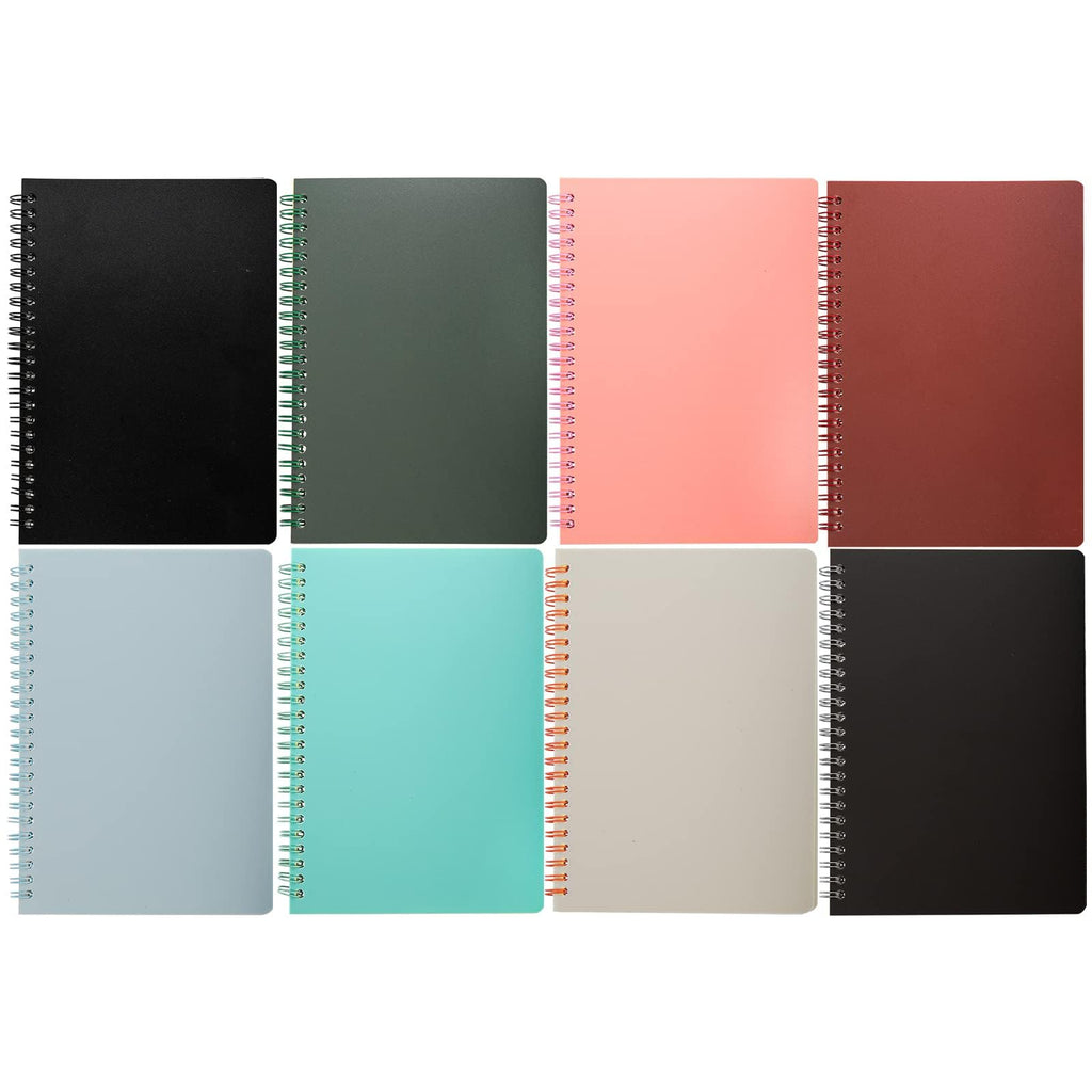 Dicunoy 8 Pack Spiral Notebooks, A5 Ruled Journals Notebooks 80 Sheets with Thick Plastic Hardcover, Cute Thick Notepads for Work, Teacher, Students, School, Women,7 Colors, 8.3" x 5.7"