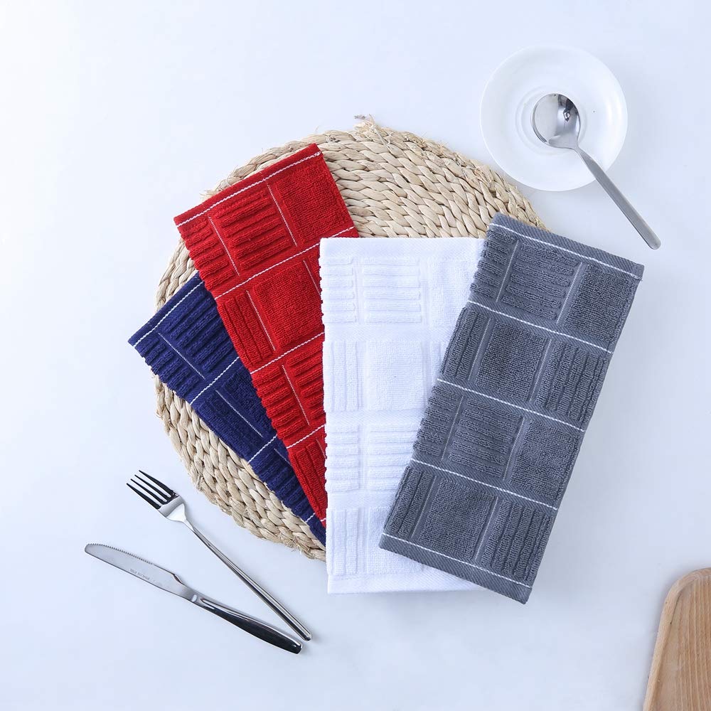 Glynniss Kitchen Dish Cloths for Washing Dishes, Cotton Dish Rags for Drying Cleaning, Pack of 8 Dishcloths (Grey, 12x12 inches)