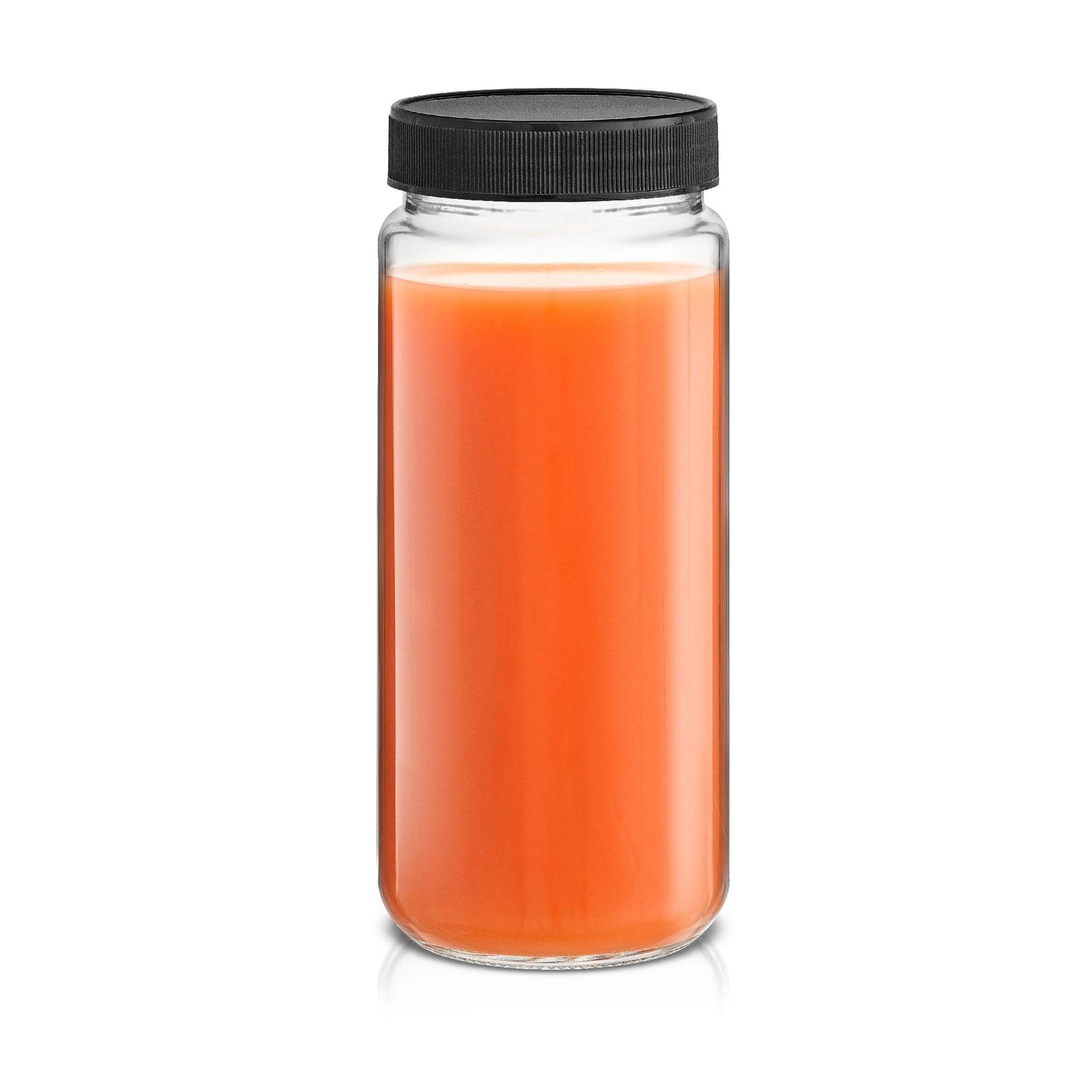 JoyJolt Glass Bottles, 16 oz Set of 8 With Caps and Labels for Fridge. Containers for Juice, Cold Brew, Smoothies
