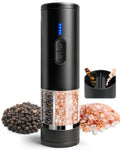 Aotto 2-in-1 Electric Salt and Pepper Grinder Set, USB-C Rechargeable Automatic Mill with LED Light, One-Handed Operation, Adjustable Coarseness