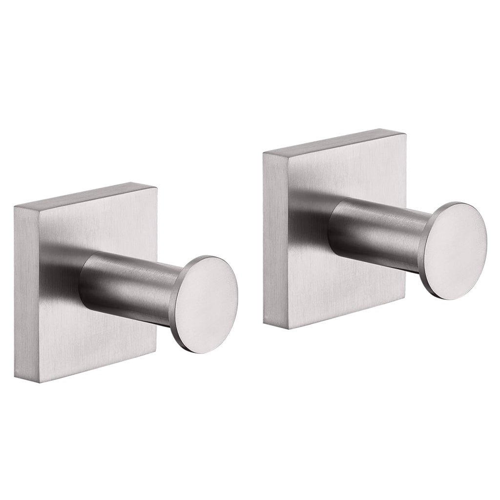 KOKOSIRI Robe Hooks for Bathrooms Wall Brushed Nickel Bath Towel Hook Holder for Shower Hanging Kitchen Accessories Stainless Steel 2 Pack, B1016BR-P2