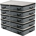 Omygarden 5Pcs Jumbo Zippered Storage Bins, Under Bed Storage Organizers for Blankets, Towels, Comforter, Sweaters with Large Clear Window & Carry Handles Space Saver, Grey