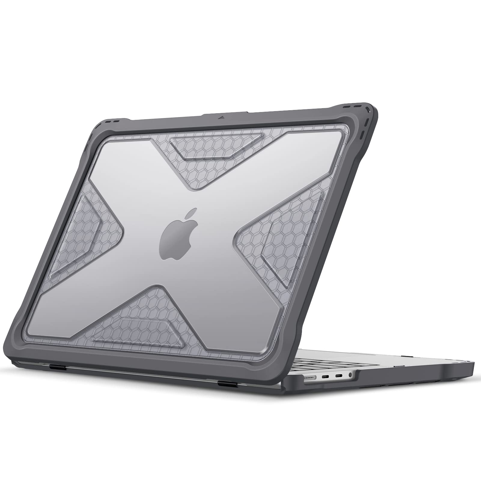 Fintie Case for MacBook Pro 14 Inch A3434 A3401 A3185 A3112 A2992 A2918 A2779 A2442 with M5 M4 M3 M2 M1 Chip (2026-2021 Release) - Heavy Duty Rugged Hard Shell Case Cover with TPU Bumper, Gray