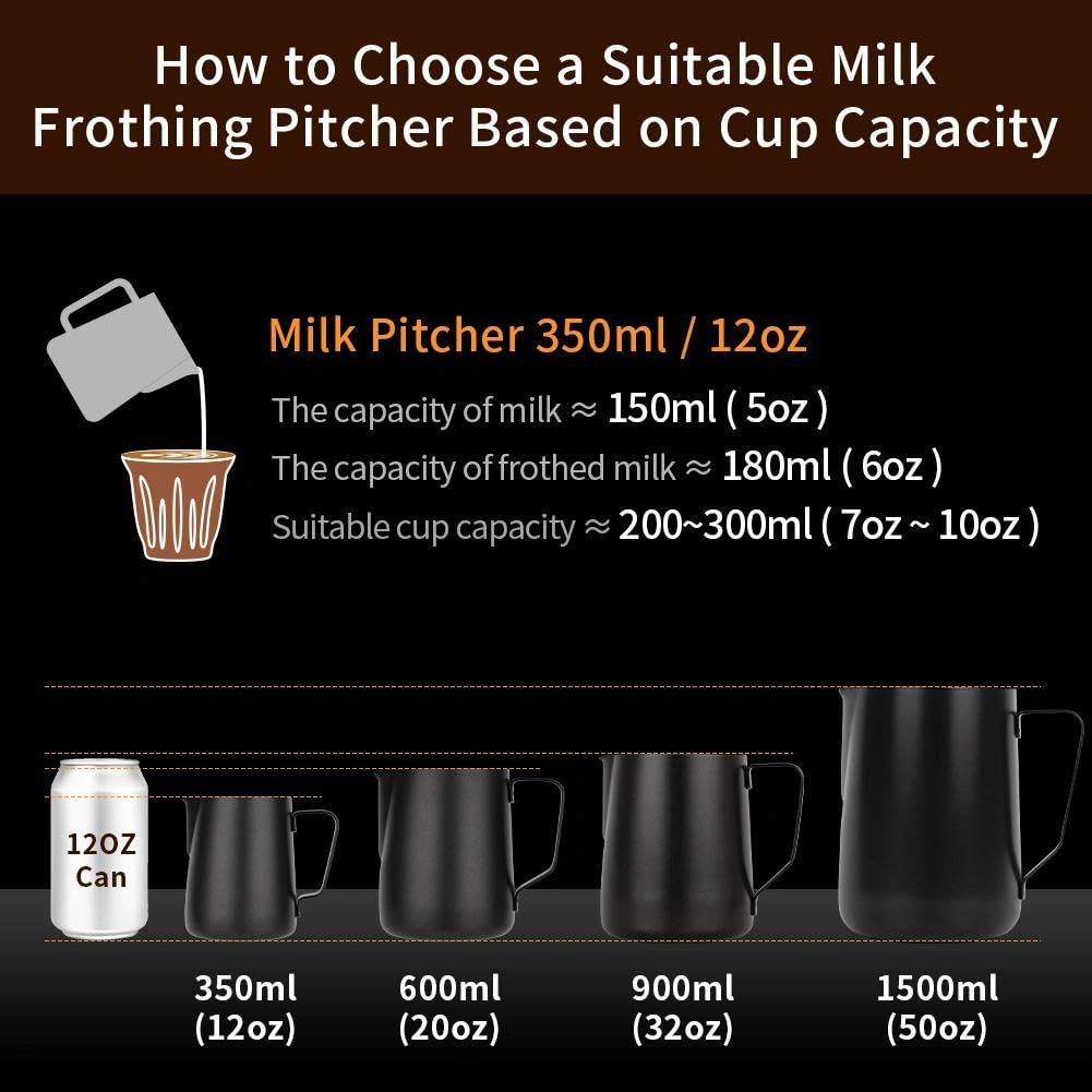 watchget Stainless Steel Milk Frothing Pitcher 20oz/600ml - Espresso Steaming Pitcher for Cappuccino, Latte Art, Coffee Machine Accessories Milk Jug Coffee Frother Cup, Silver
