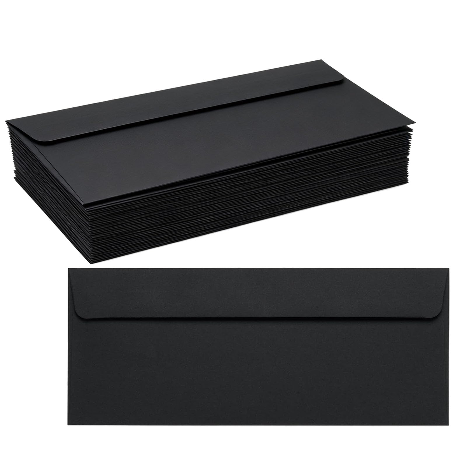 100 Pack Thickened #10 Business Envelopes,4-1/8 x 9-1/2 inches Invitation Envelopes,Perfect for Home Office & Business Mails (Black)