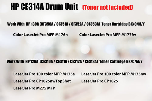 1PK Ultra Toner® Compatible Replacement for HP CE314A Drum Unit (This is Drum Unit, NOT 126A Toner Cartridge) HP LaserJet Pro 100 Color MFP M175a MFP M175nw CP1025 CP1025nw M275 MFP M176n MFP M177fw
