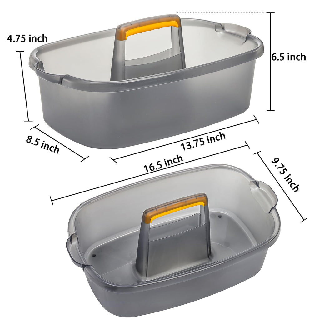 TOPZEA 2 Pack Cleaning Supplies Caddy, Plastic Large Cleaning Supply Storage Bucket with Handle, Portable Shower Tote Caddy Household Tools Organizer Baskets for Bathroom, Kitchen Under Sink