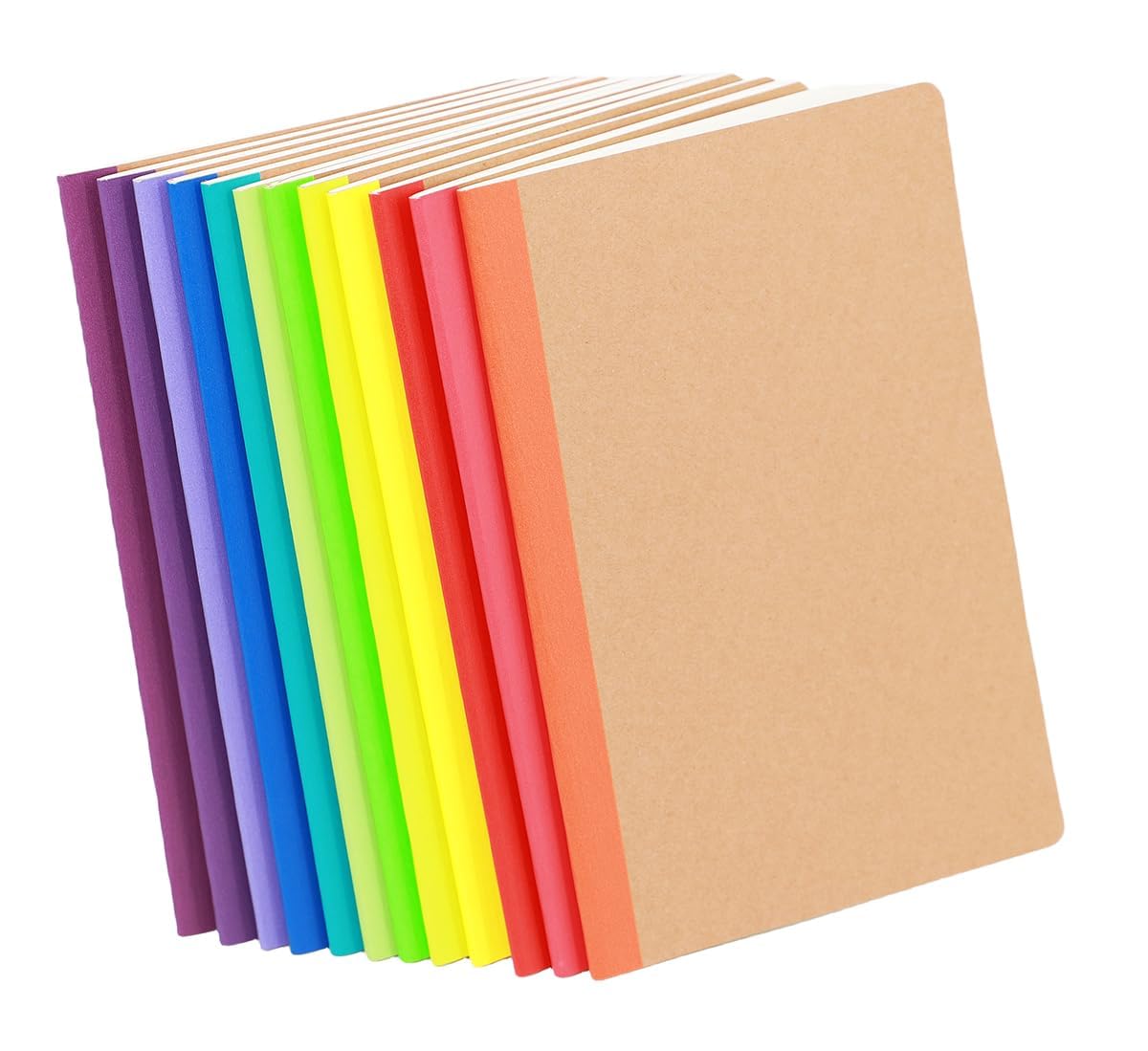 12 Pack A5 Kraft Notebooks, 60 Blank Pages Travel Journal Bulk, Soft Cover Notebooks for Women Girls Students, Making Plans Writing Memos Office School Supplies, 8.3 X 5.5 in