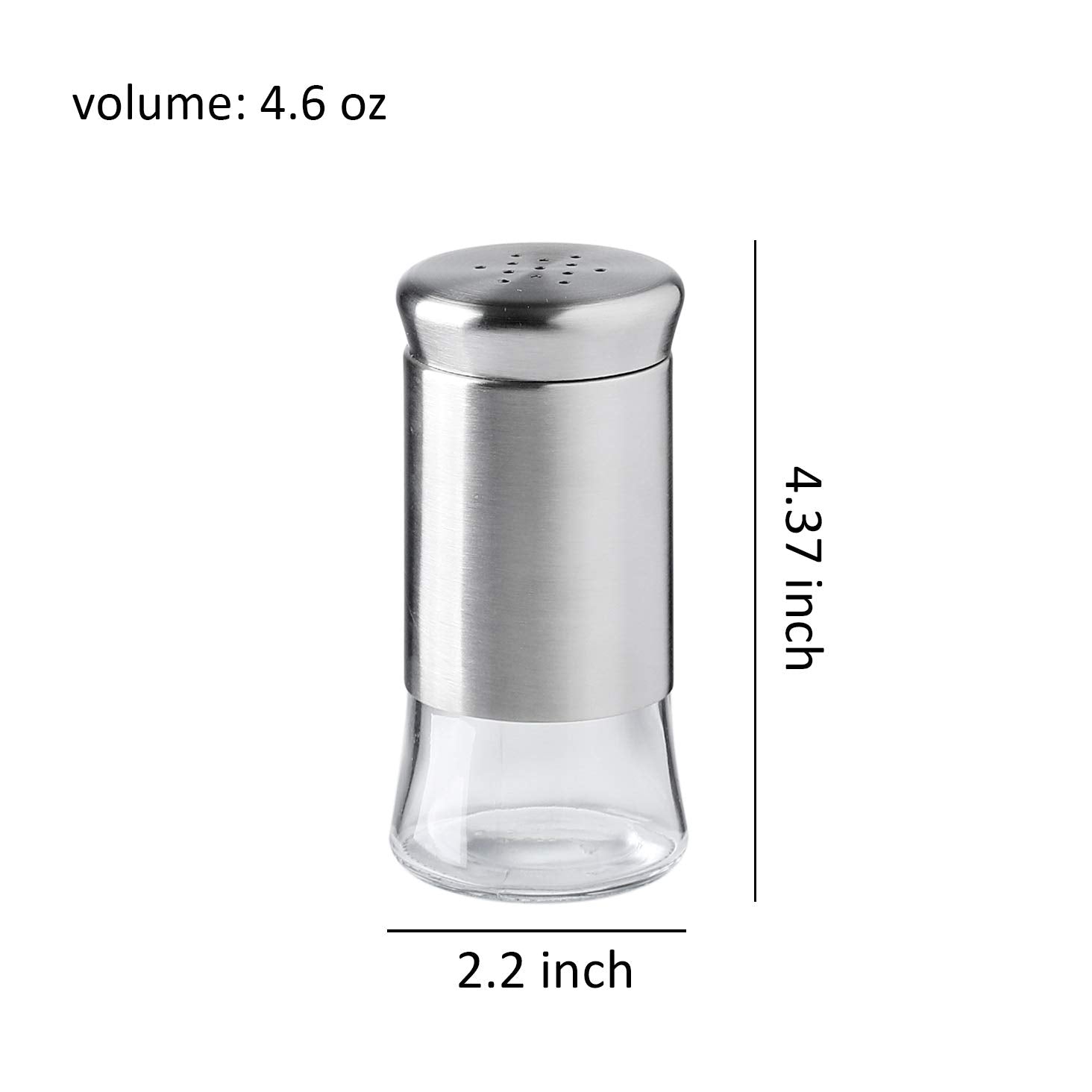 Gala Houseware 2 Pack Salt and Pepper Shakers, 4.6 oz Salt Shaker Spice Dispenser, Stainless Steel with Glass Bottoms, Refillable Design, Ideal for Kitchen, Dining Table, Camping, and BBQs